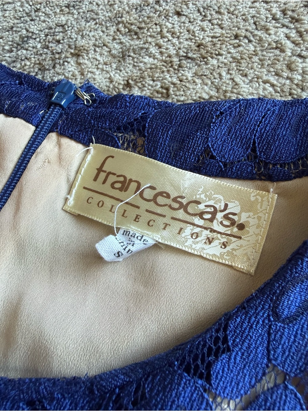 Francesca's Collections Blue Lace Overlay Shift Dress - Picture 2 of 4
